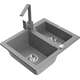 Mexen Carlos zlewozmywak granitowy 1,5-komorowy z baterią kuchenną Rita, szary - 6518-71-670300-71