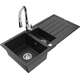 Mexen Andres zlewozmywak granitowy 1,5-komorowy z ociekaczem i baterią kuchenną Savita, czarny/srebrny - 6515-73-672601-00