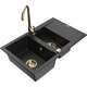 Mexen Gaspar zlewozmywak granitowy 1,5-komorowy z ociekaczem i baterią kuchenną Telma, czarny/srebrny - 6507-73-670200-50