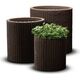 KETER S+M+L CYLINDER PLANTERS trīs puķu podu komplekts, brūns